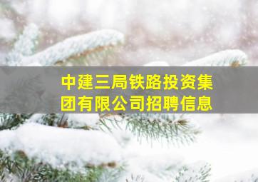 中建三局铁路投资集团有限公司招聘信息