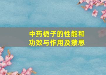 中药栀子的性能和功效与作用及禁忌