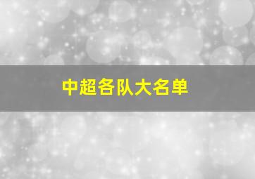 中超各队大名单