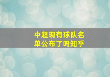 中超现有球队名单公布了吗知乎