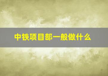 中铁项目部一般做什么