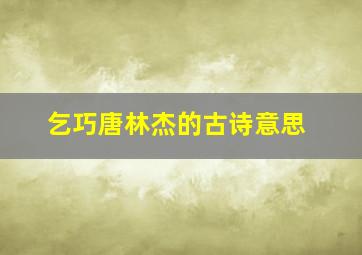 乞巧唐林杰的古诗意思