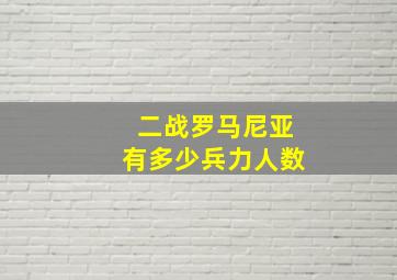 二战罗马尼亚有多少兵力人数