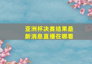 亚洲杯决赛结果最新消息直播在哪看