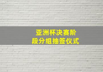 亚洲杯决赛阶段分组抽签仪式