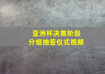 亚洲杯决赛阶段分组抽签仪式视频