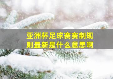 亚洲杯足球赛赛制规则最新是什么意思啊