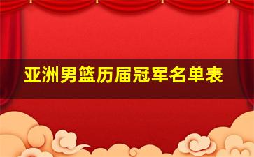 亚洲男篮历届冠军名单表