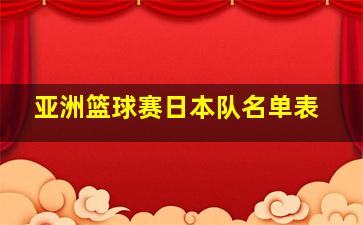 亚洲篮球赛日本队名单表