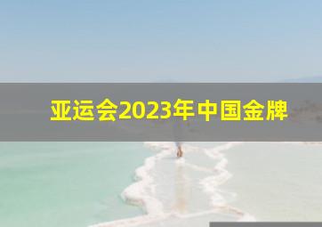 亚运会2023年中国金牌