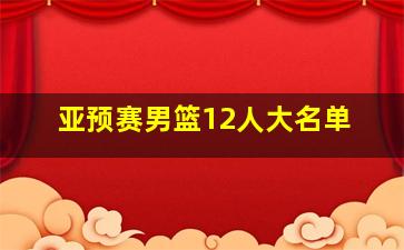 亚预赛男篮12人大名单