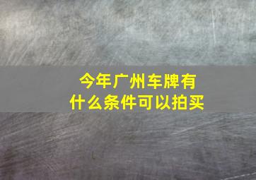 今年广州车牌有什么条件可以拍买