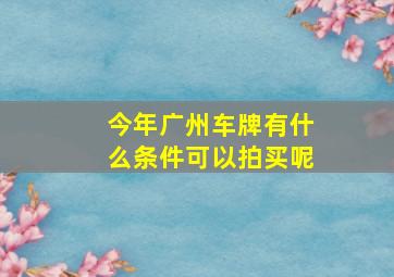 今年广州车牌有什么条件可以拍买呢