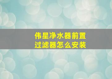 伟星净水器前置过滤器怎么安装