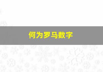 何为罗马数字