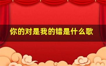 你的对是我的错是什么歌