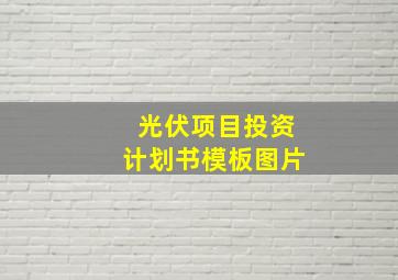 光伏项目投资计划书模板图片