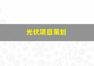 光伏项目策划