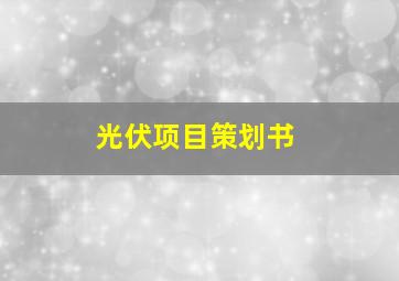 光伏项目策划书