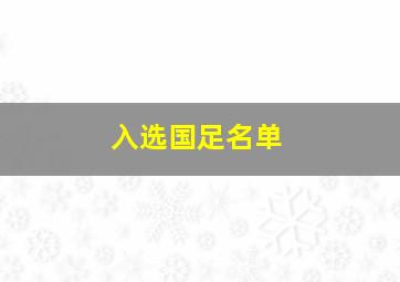 入选国足名单