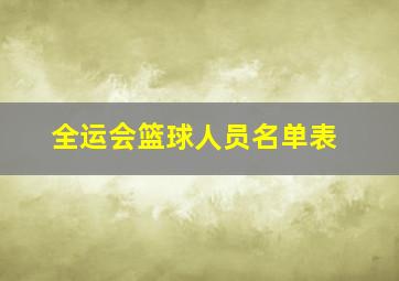 全运会篮球人员名单表