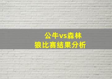 公牛vs森林狼比赛结果分析