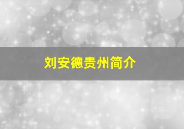 刘安德贵州简介