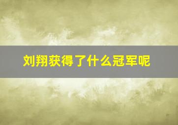 刘翔获得了什么冠军呢