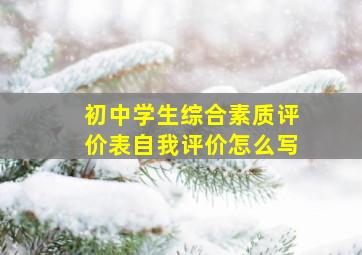 初中学生综合素质评价表自我评价怎么写