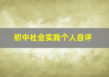 初中社会实践个人自评