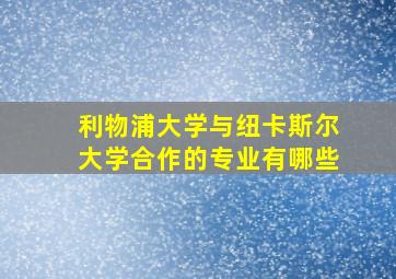 利物浦大学与纽卡斯尔大学合作的专业有哪些