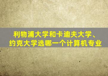 利物浦大学和卡迪夫大学、约克大学选哪一个计算机专业