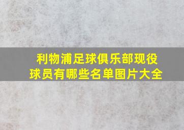 利物浦足球俱乐部现役球员有哪些名单图片大全