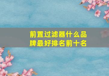 前置过滤器什么品牌最好排名前十名