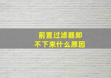 前置过滤器卸不下来什么原因