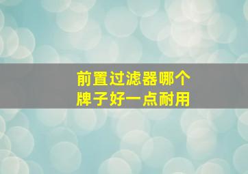 前置过滤器哪个牌子好一点耐用