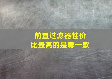 前置过滤器性价比最高的是哪一款