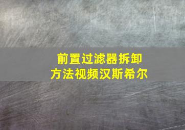 前置过滤器拆卸方法视频汉斯希尔