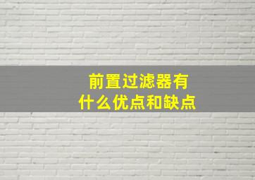 前置过滤器有什么优点和缺点