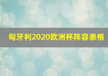 匈牙利2020欧洲杯阵容表格