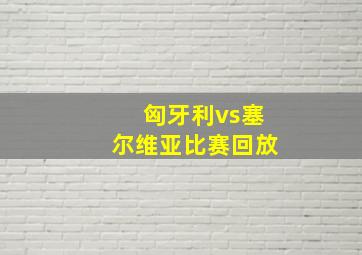 匈牙利vs塞尔维亚比赛回放