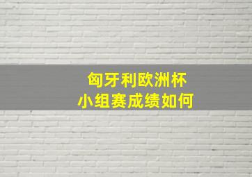 匈牙利欧洲杯小组赛成绩如何