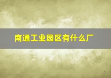 南通工业园区有什么厂