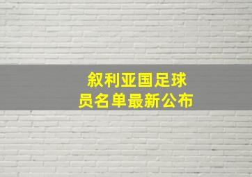 叙利亚国足球员名单最新公布