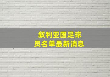 叙利亚国足球员名单最新消息