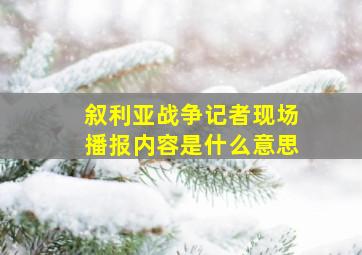 叙利亚战争记者现场播报内容是什么意思