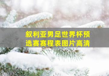 叙利亚男足世界杯预选赛赛程表图片高清