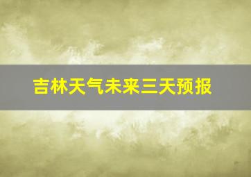 吉林天气未来三天预报