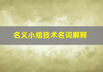 名义小组技术名词解释