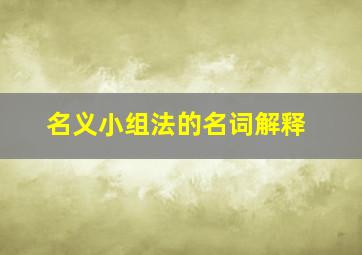 名义小组法的名词解释